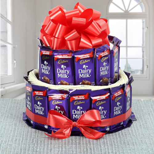 Marvellous 2 Tier Arrangement of Cadbury Dairy Milk Chocolates