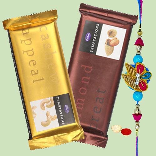 Lovely Cadburys Temptations with Free Kids Rakhi Roli Tilak and Chawal