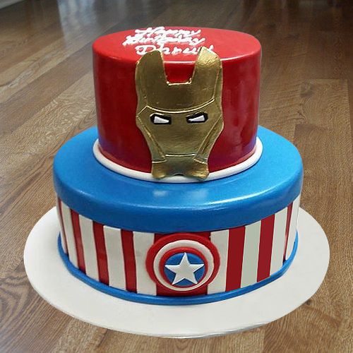Attractive 2 Tier Avengers Eggless Chocolate Cake