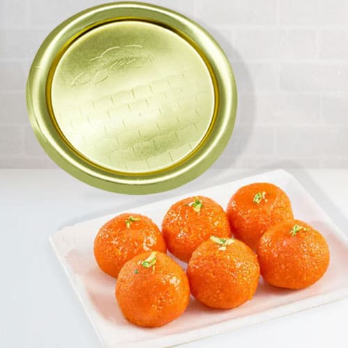 Haldirams Ghee Laddu with Golden Plated Thali