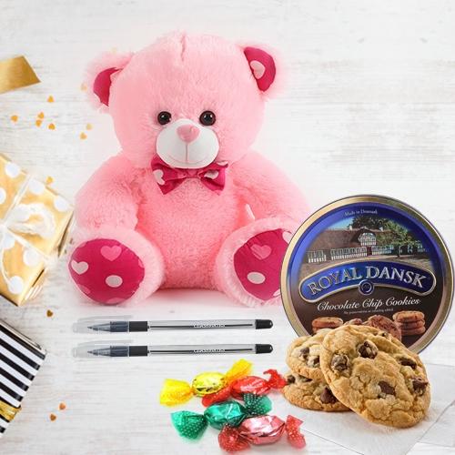 Enduring Teddy Bear with Tempting Chocolates