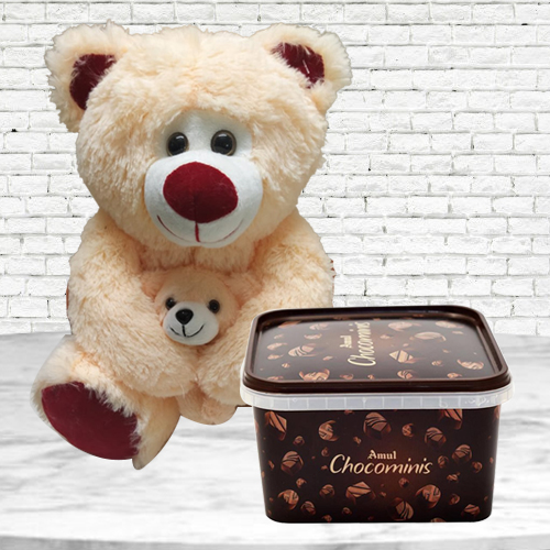 Birthday Delight of Amul Chocolates & Bear with Baby Soft Toy