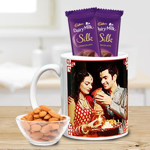 Personalized Coffee Mug with Cadbury Silk Chocolates n Almonds
