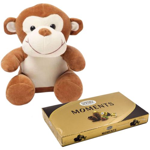 Adorable Combo of Monkey Stuffed Toy N Ferrero Rocher Moments