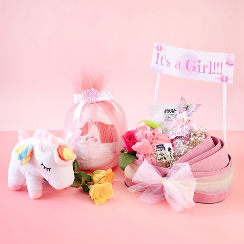 Pink Hugs Newborn Celebration Basket