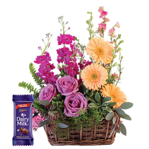 Fresh Flowers N Cadbury Dairy Milk Chocolate