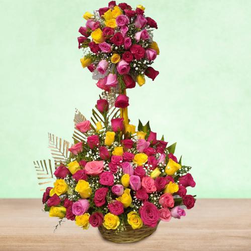 Vibrant Roses Twin Tower Arrangement