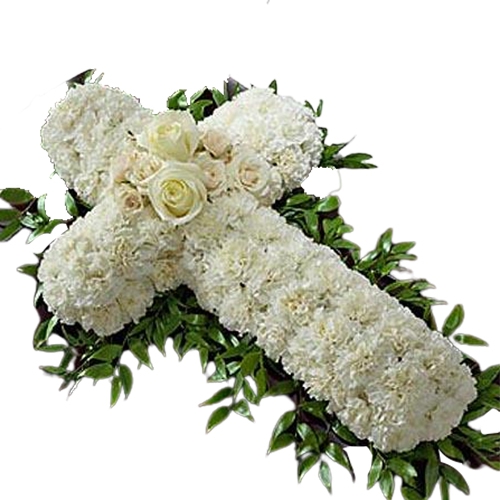 Exclusive Carnations N Roses Funeral Cross