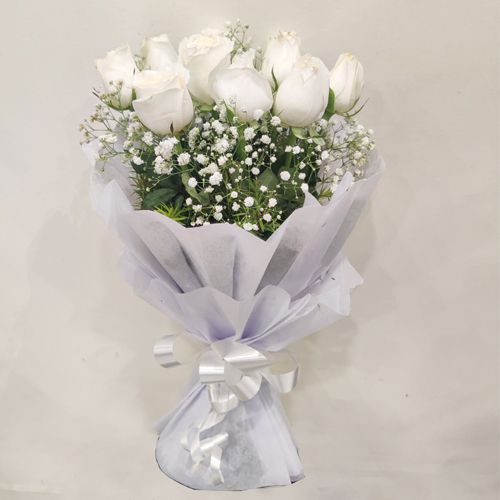 Serene White Roses Bouquet