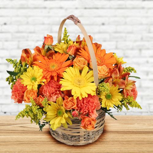 Attractive Basket of Seasonal Flowers