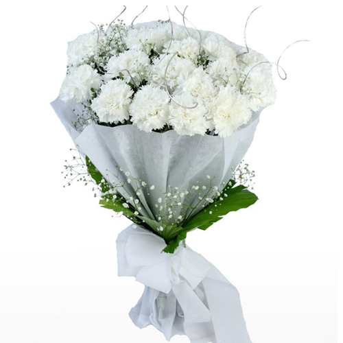 Glorious White Carnations Bunch