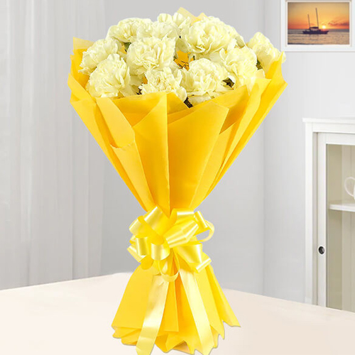 Delightful Bouquet of Yellow Carnations