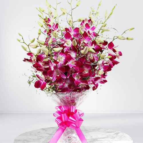 Blushing Bouquet of Purple Orchids