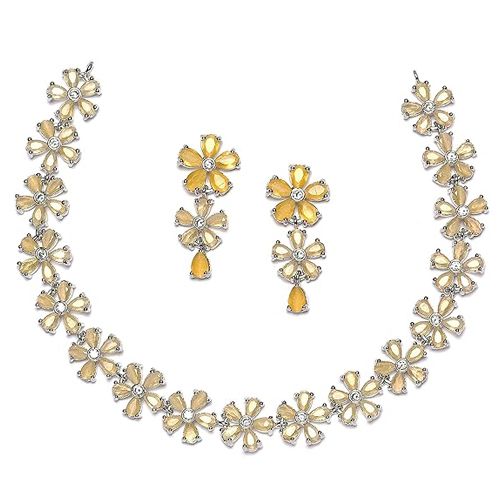 Stunning AD Studded Flower Jewellery Set