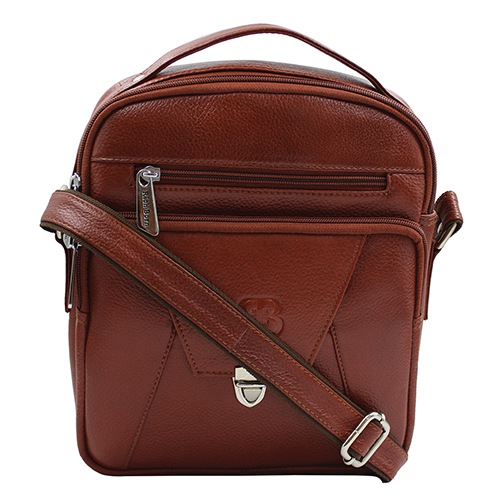 Classy Brown Pure Leather Gents Sling