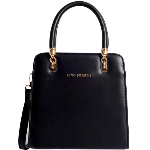 Lino Perros Womens Black Faux Leather Handbag