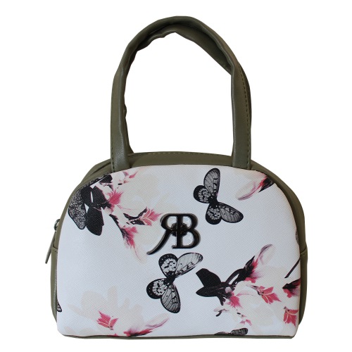 Girls White Handy Purse in Butterfly Print