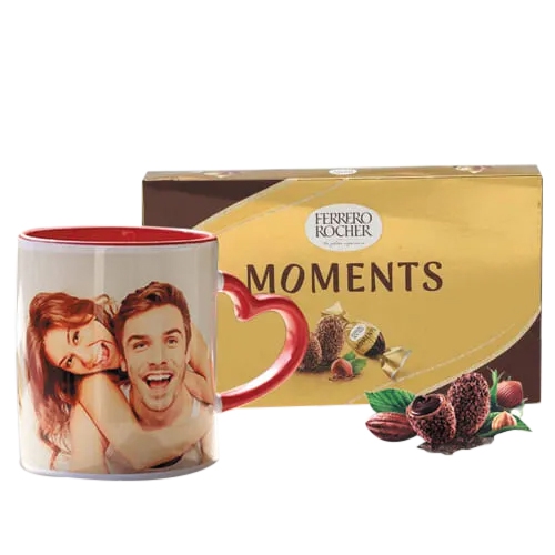Amazing Personalized Photo Mug with Heart Handle n Ferrero Rocher