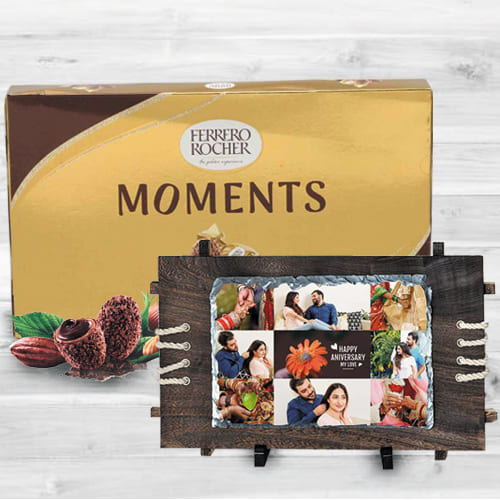 Exclusive Personalized Photo Rock in Wood Stone n Ferrero Rocher