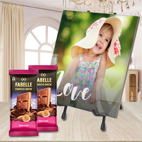 Astonishing Personalized Photo Tile with ITC Fabelle Twin Chocolates