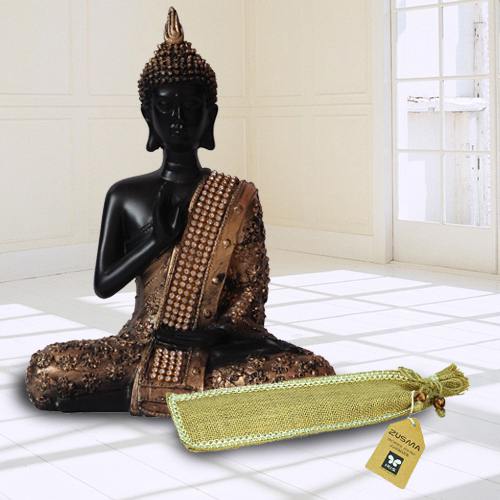 Exclusive Meditating Lord Buddha Idol N Incense Stick in Ash Catcher