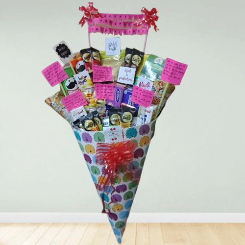 Captivating Lighting Cone Hamper of Delicacies