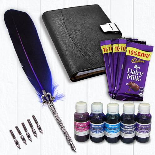 Exclusive Calligraphy Quill Set with Ink n Chocolates