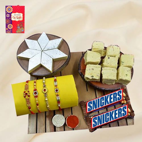 Stone Rakhi with Haldiram Sweets N Imported Chocolate
