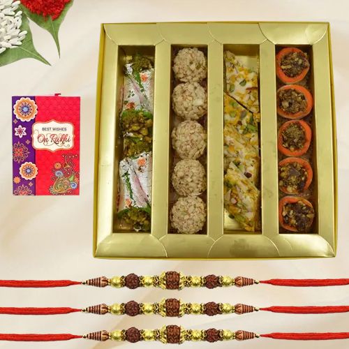 Rudrakhsha Rakhi with Awesome Kaju Sweets