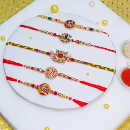 Set of 5 Embellished Work Rakhi