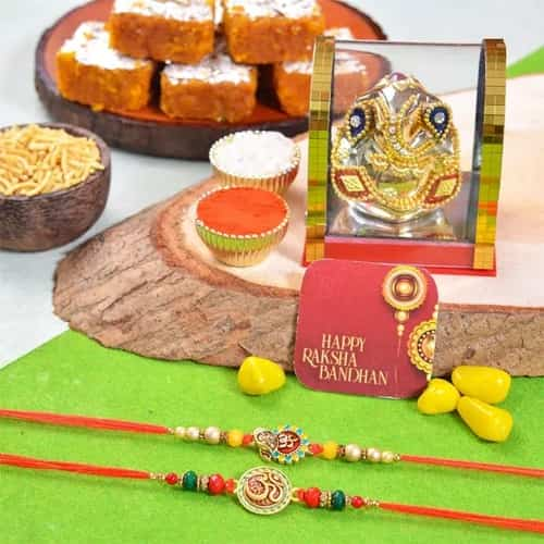 Ganesh N Om Rakhi Delightful Combo