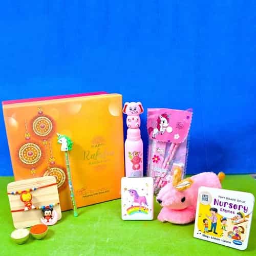 Attractive Kids Rakhi with Pencil n Soft Toy Set