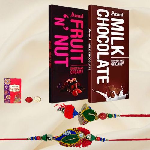 Bhaiya Bhabhi Rakhi with Two Amul Chocolates Bar