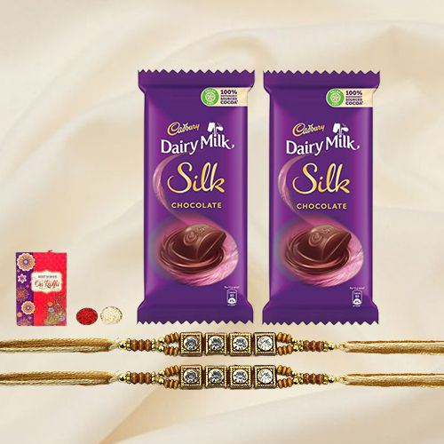 Attractive Rakhis n Cadbury Silk Combo