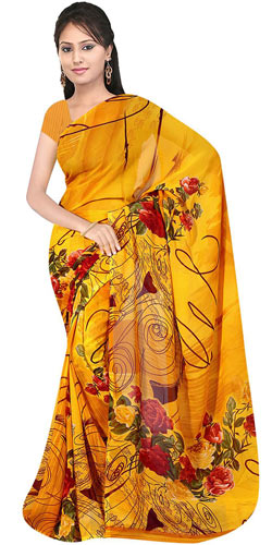 Dazzling Womens Georgette Printed Saree from Suredeal