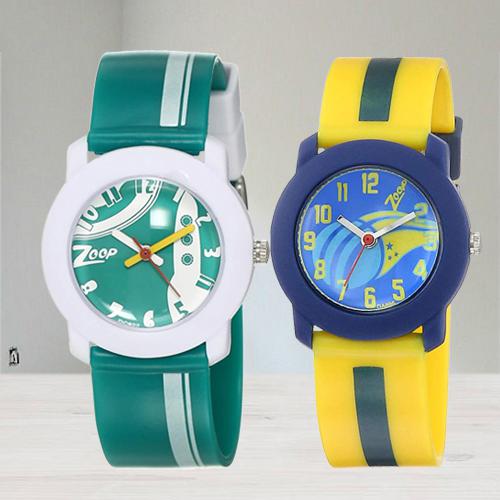 Exclusive Zoop Analogue Green N Multicolor Kids Watch