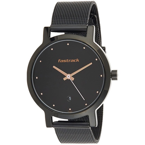 Elegant Fastrack Animal Print Analog Black Dial Womens Watch