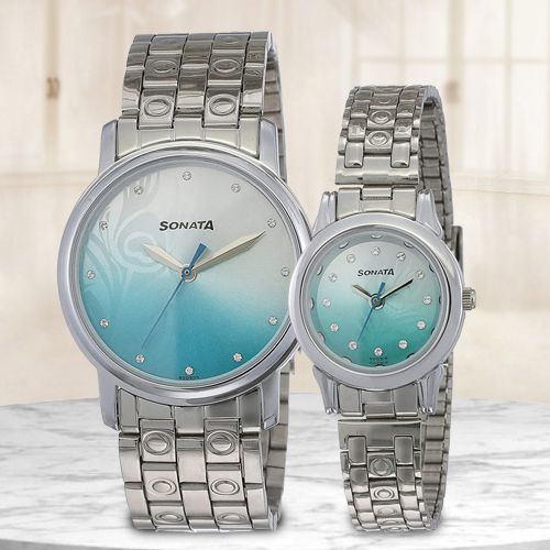 Exclusive Sonata Analog Couple Watch