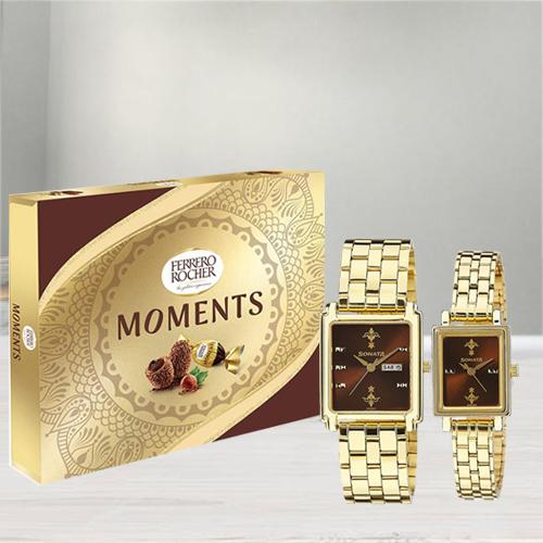 Amazing Sonata Analog Watch N Ferrero Rocher Moments Chocos